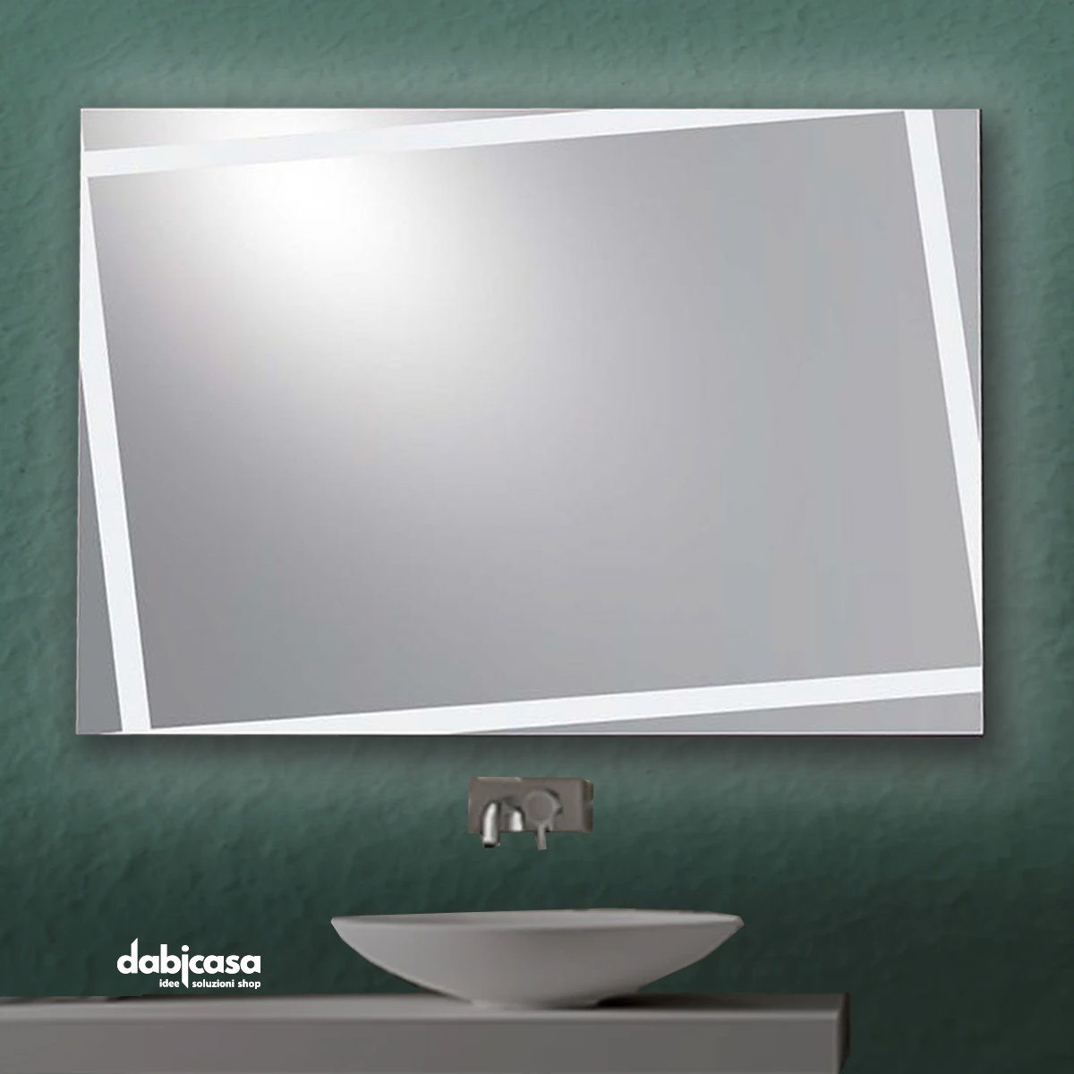 Specchio Linea "Pegaso" Retroilluminato LED 70x90 cm Con Fasce Reversibile freeshipping - Dabicasa