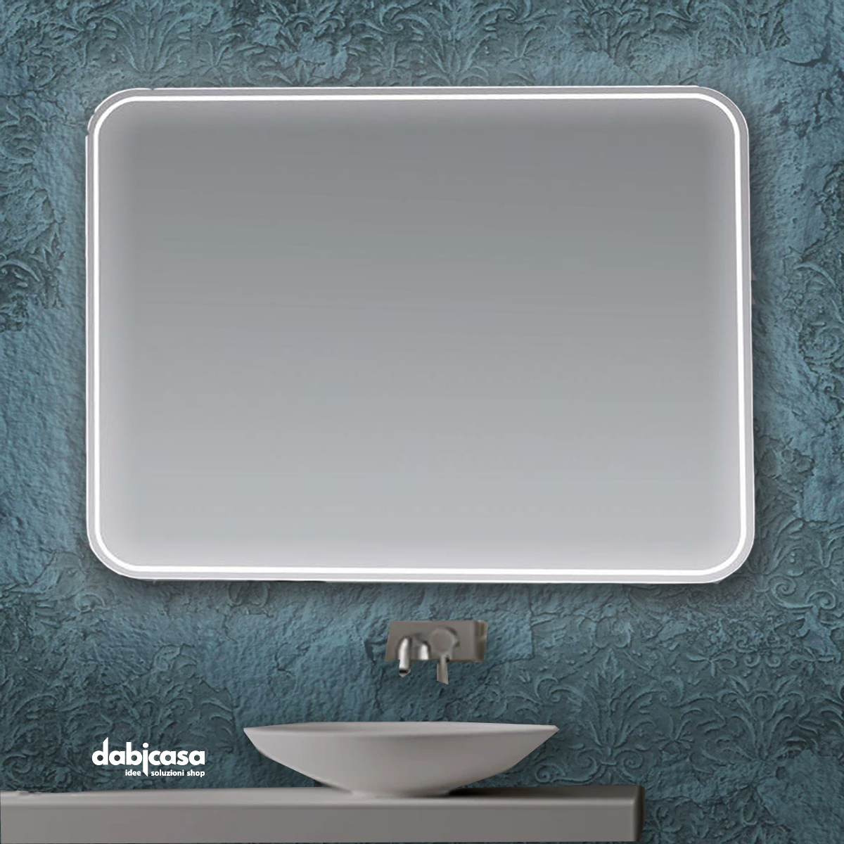 Specchio Linea "Virgo" Retroilluminato Stondato LED 70x90 cm Reversibile freeshipping - Dabicasa