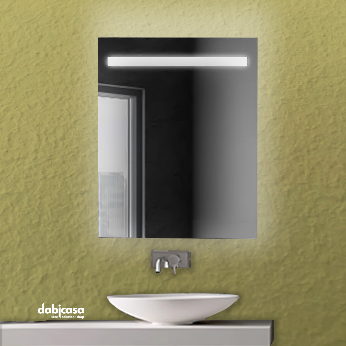 Specchio Linea Led Line Retroilluminato Con Fascia Superiore Luminos —  Dabicasa