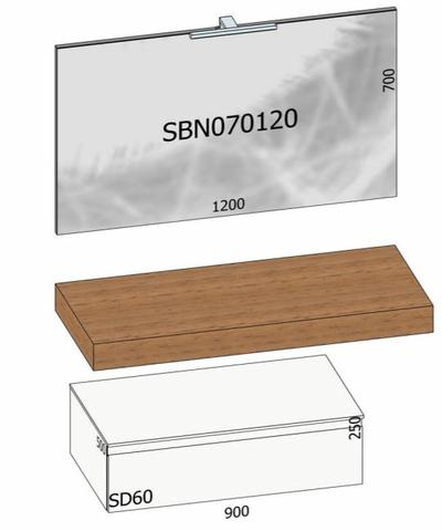 MOBILE BAGNO "JEY" SOSPESO SFALSATO COLORE NODATO TABACCO E BASE 1 CASSETTO BIANCO freeshipping - Dabicasa