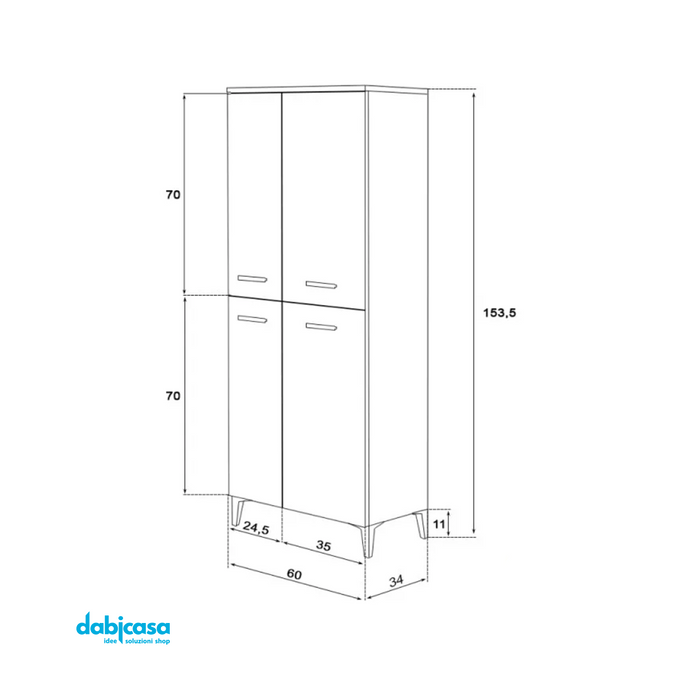 Colonna Mobile Alto da Bagno "Stella" Bianco 4 Ante Misure 60x153,5 cm freeshipping - Dabicasa