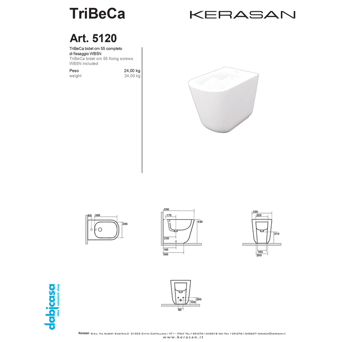 Kerasan "Tribeca" coppia di sanitari terra filo parete bianco lucido freeshipping - Dabicasa