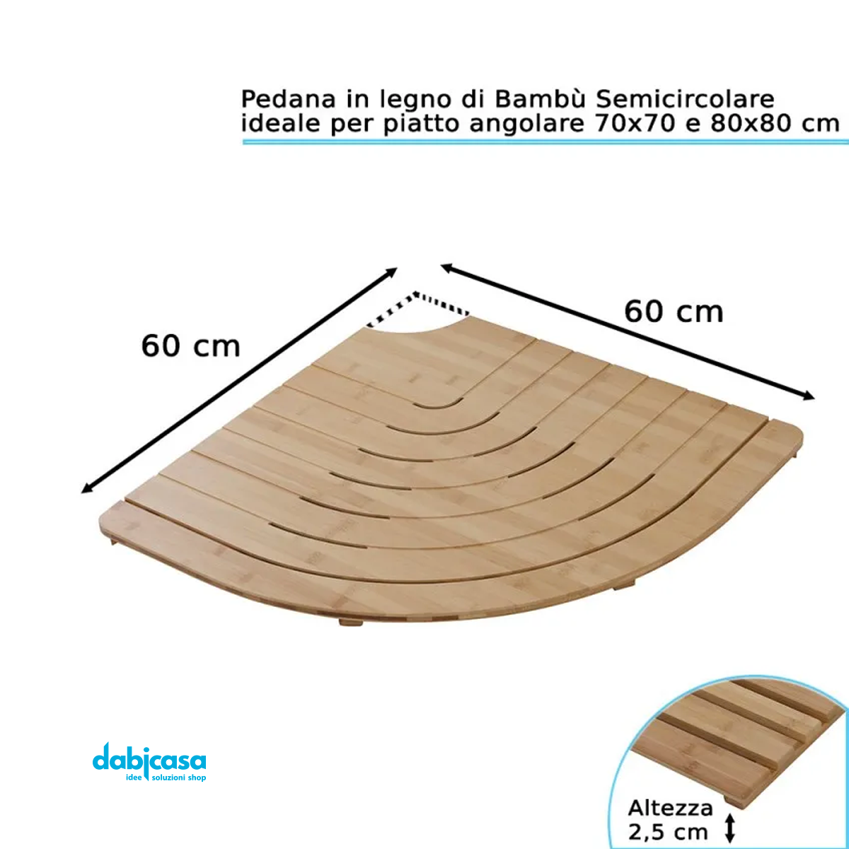 Pedana Doccia in Legno"Bambù" Per Piatto Semicircolare freeshipping - Dabicasa